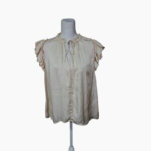 Current Air Los Angeles Womens Cream Top Size Large Embroidery Coquette Fairy
